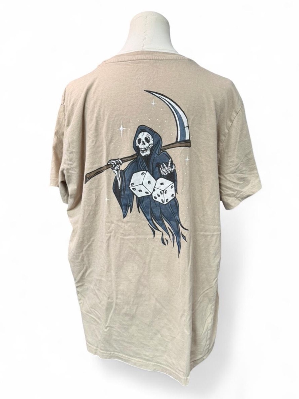 Graphic Grim Reaper Dice Tee - Beige